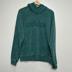 Adidas Hoodie Men's SMALL Washed Green Pullover Collegiate Green EUC